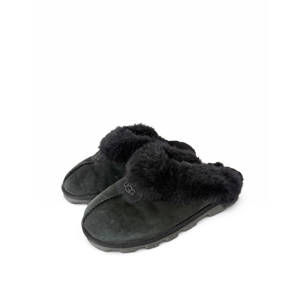 UGG Coquette Womens Suede Sheepskin Black Mule Cozy Comfort Slippers Size 7